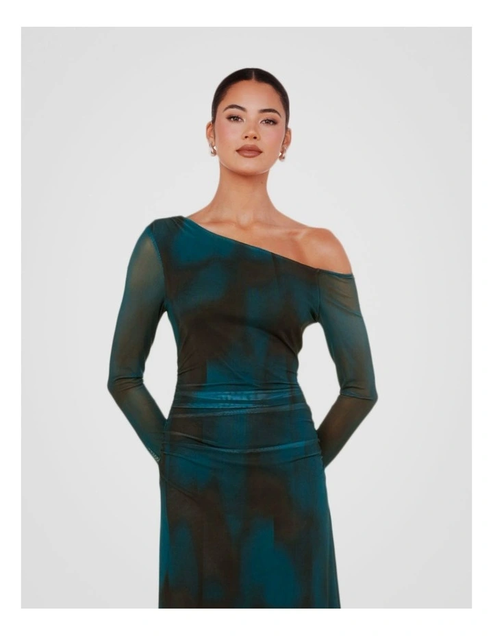 Nara Asymmetric Neck Maxi Dress in Multi image 5