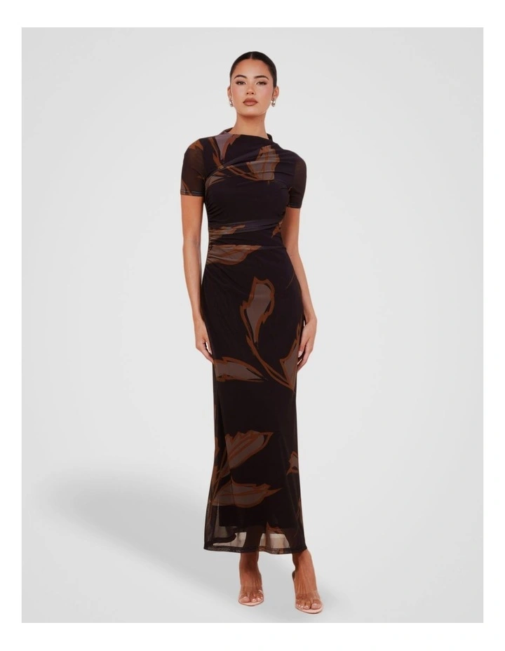 Lenny Printed Mesh Dress in Multi image 1
