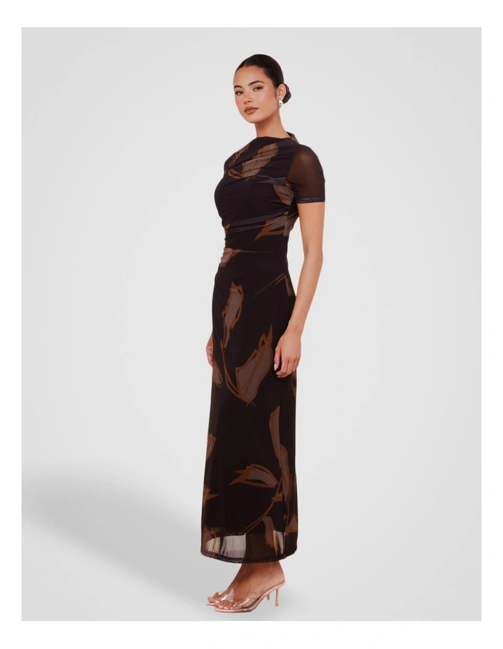 Lenny Printed Mesh Dress in Multi image 3