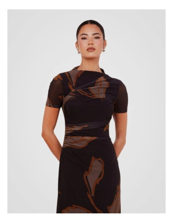 Lenny Printed Mesh Dress in Multi image 4