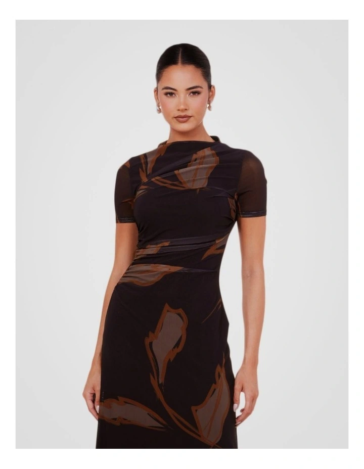 Lenny Printed Mesh Dress in Multi image 5
