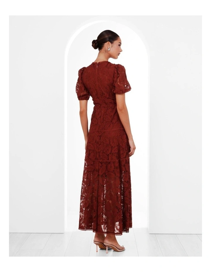 Everett Puff Sleeve Maxi Dress in Burgundy image 2