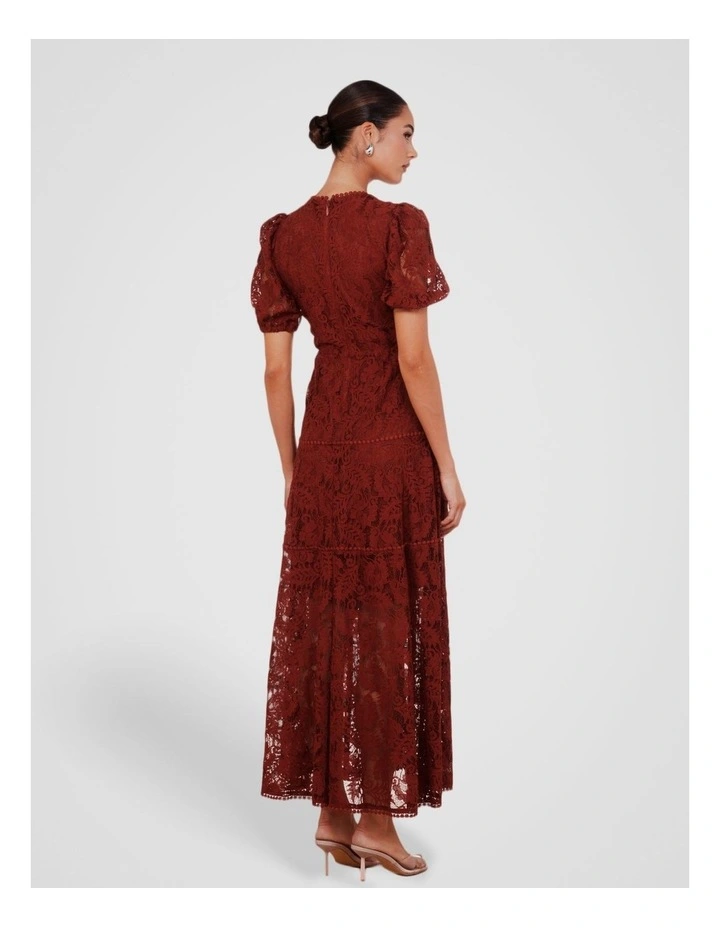 Everett Puff Sleeve Maxi Dress in Burgundy image 2