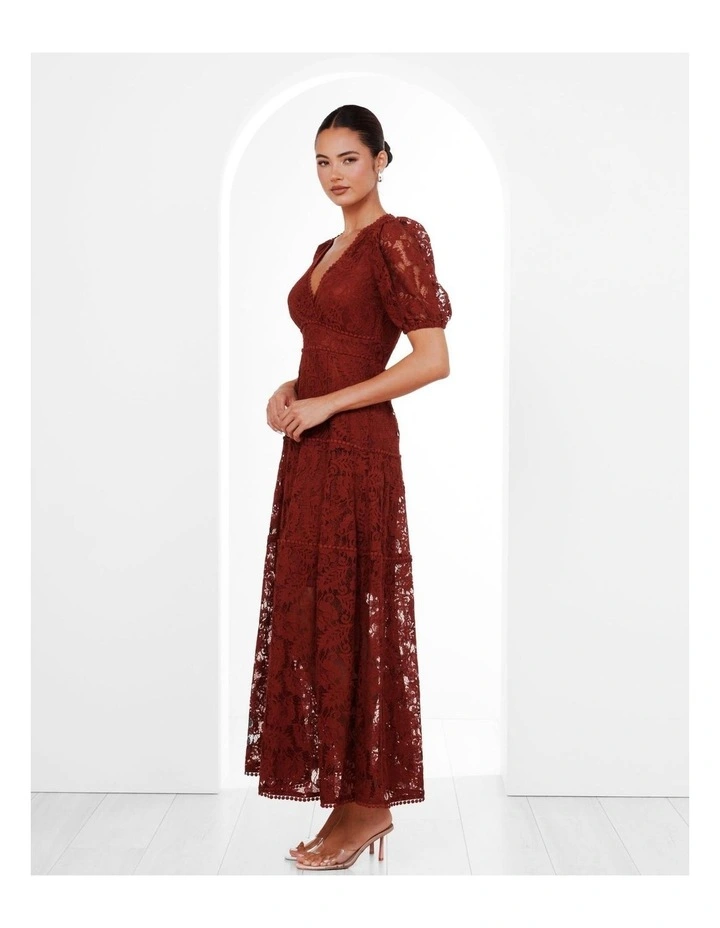 Everett Puff Sleeve Maxi Dress in Burgundy image 3