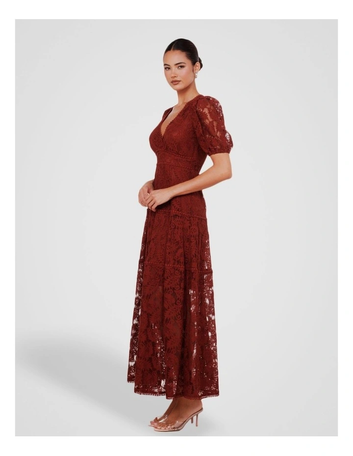 Everett Puff Sleeve Maxi Dress in Burgundy image 3