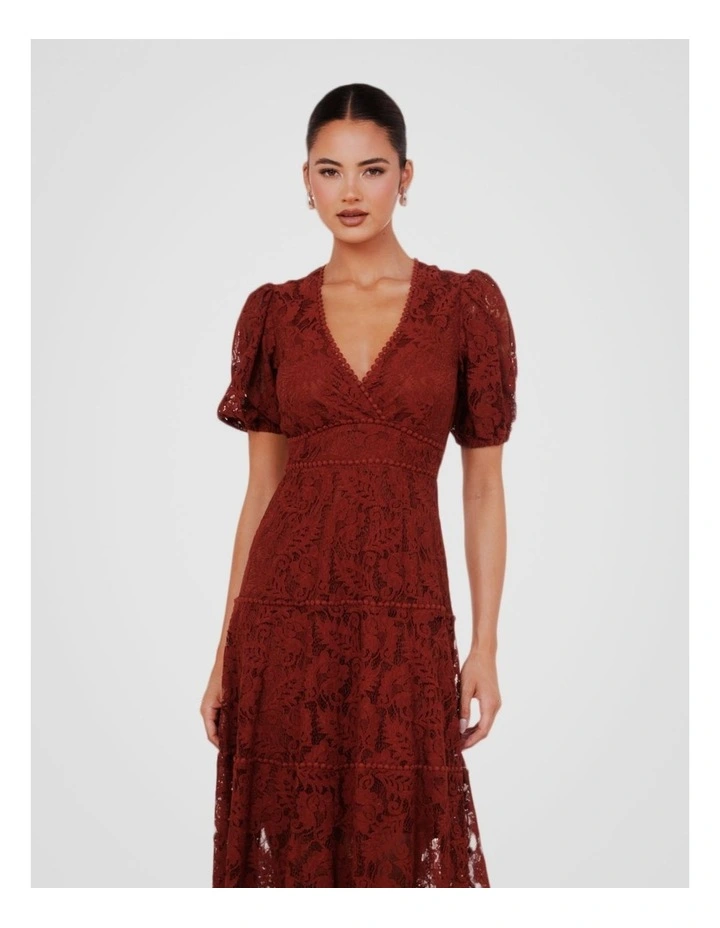 Everett Puff Sleeve Maxi Dress in Burgundy image 4
