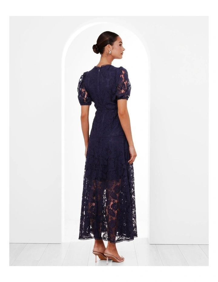 Everett Puff Sleeve Maxi Dress in Navy image 2