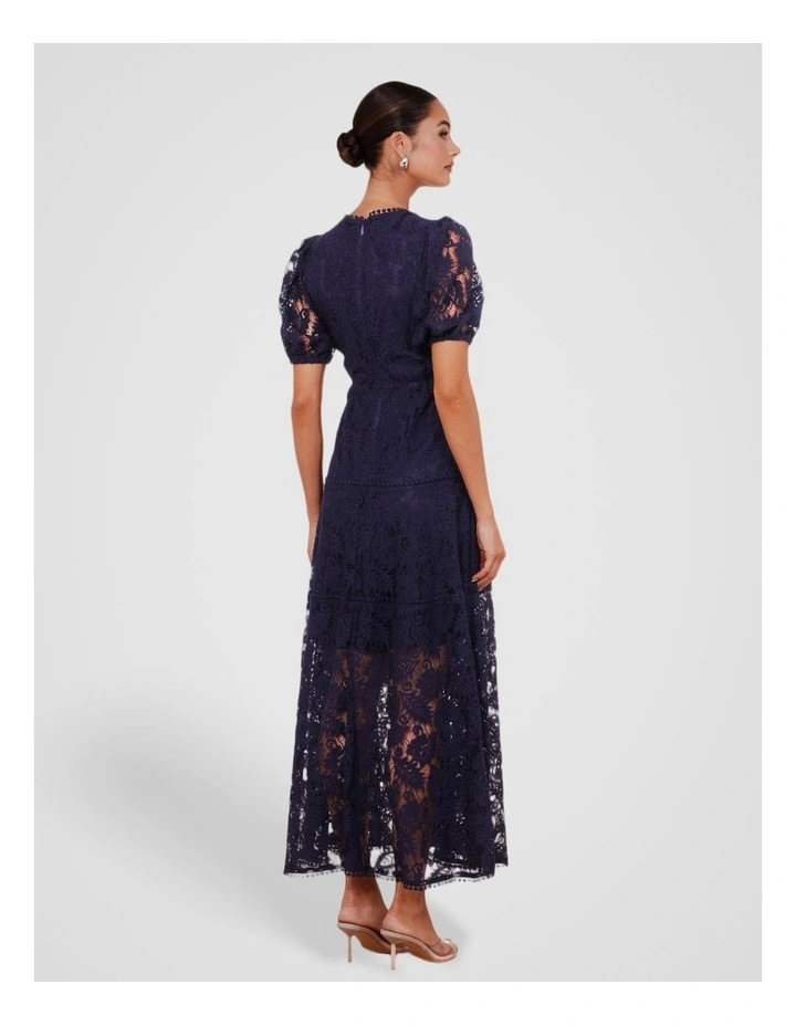 Everett Puff Sleeve Maxi Dress in Navy image 2