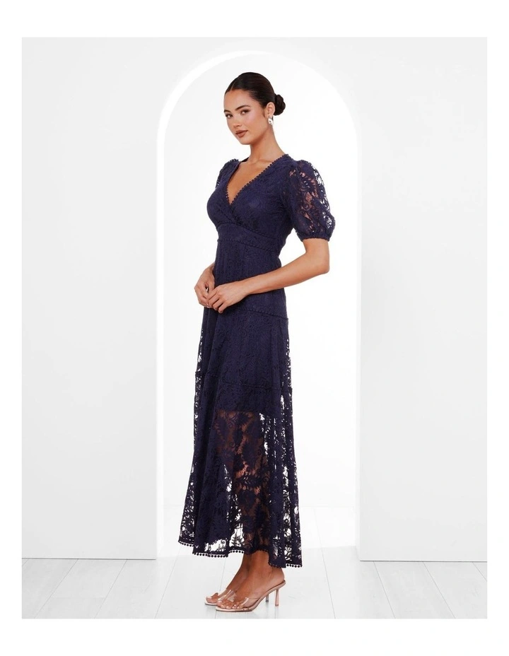 Everett Puff Sleeve Maxi Dress in Navy image 3