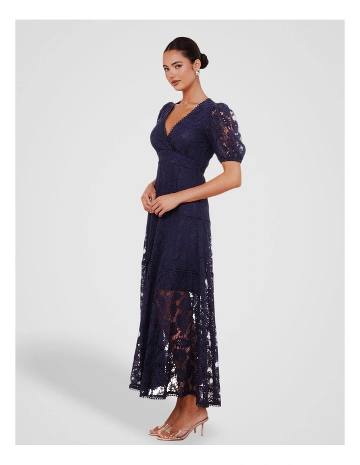 Everett Puff Sleeve Maxi Dress in Navy image 3