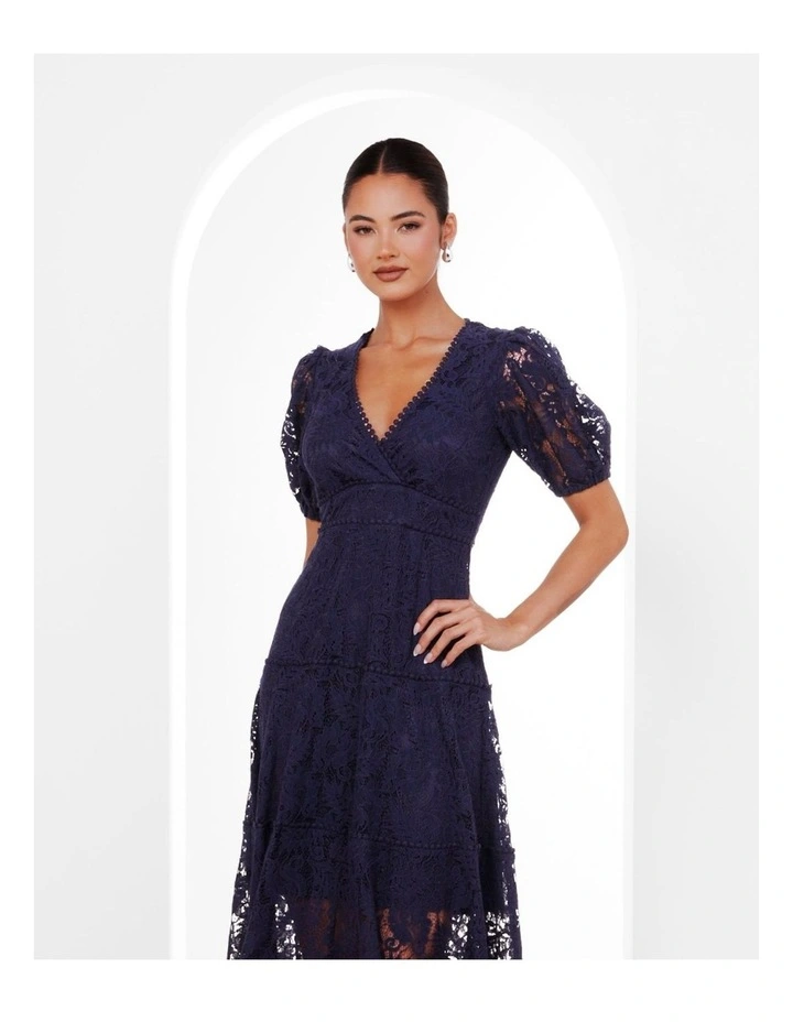 Everett Puff Sleeve Maxi Dress in Navy image 4