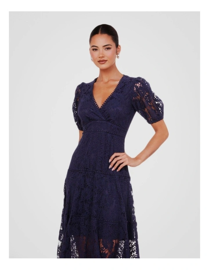 Everett Puff Sleeve Maxi Dress in Navy image 4