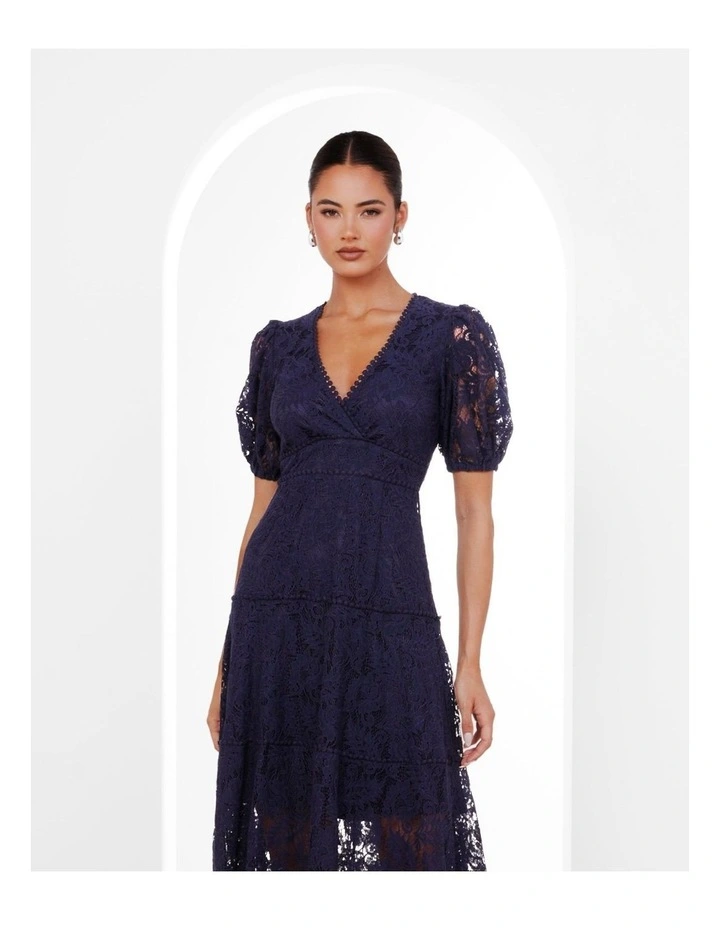 Everett Puff Sleeve Maxi Dress in Navy image 5