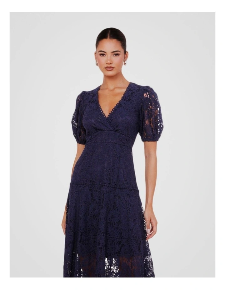 Everett Puff Sleeve Maxi Dress in Navy image 5