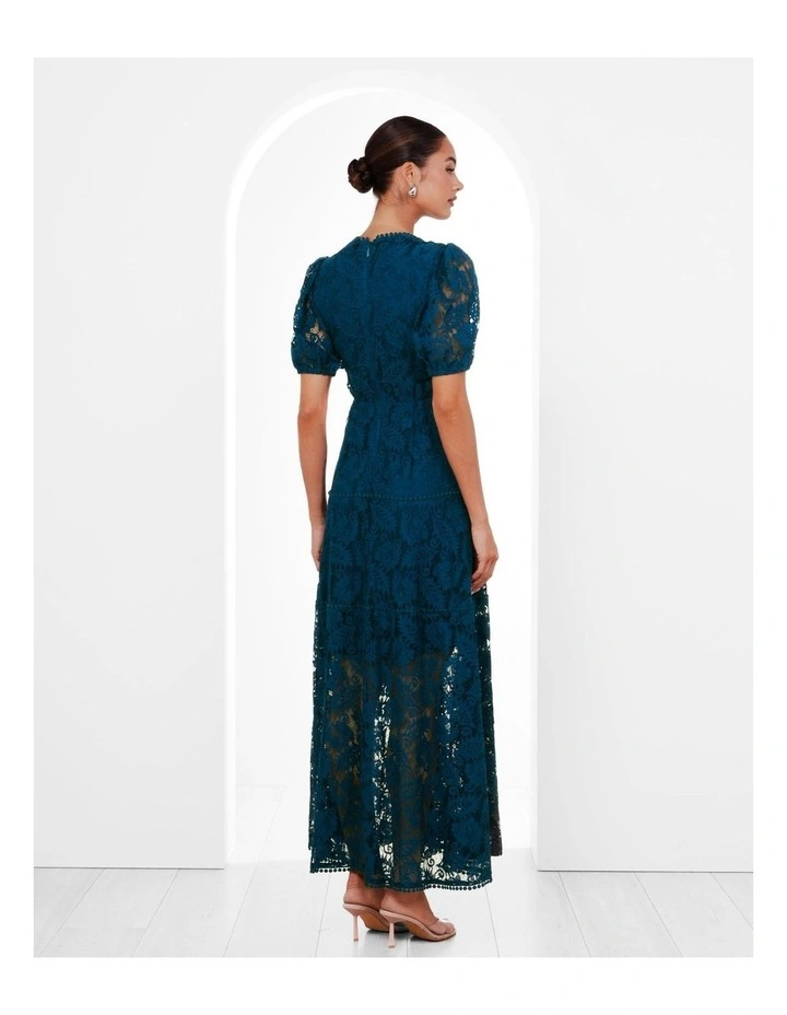 Everett Puff Sleeve Maxi Dress in Teal image 2