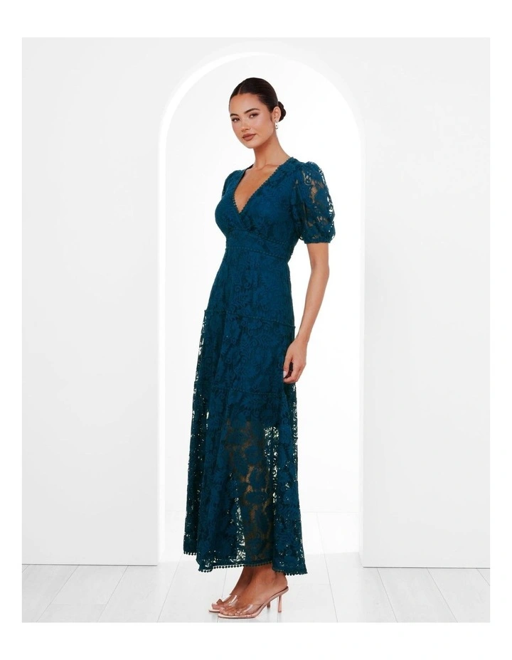 Everett Puff Sleeve Maxi Dress in Teal image 3