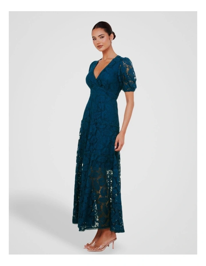 Everett Puff Sleeve Maxi Dress in Teal image 3