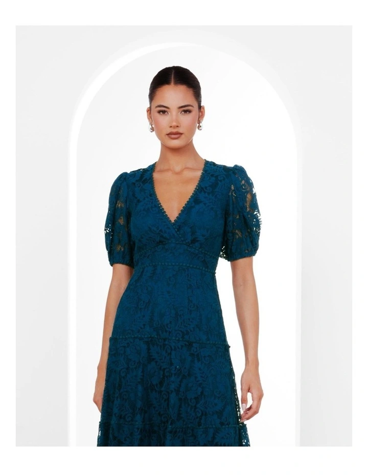 Everett Puff Sleeve Maxi Dress in Teal image 4