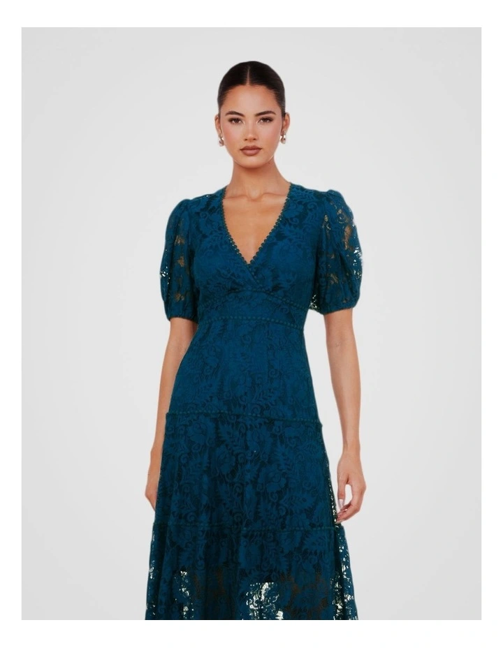 Everett Puff Sleeve Maxi Dress in Teal image 4
