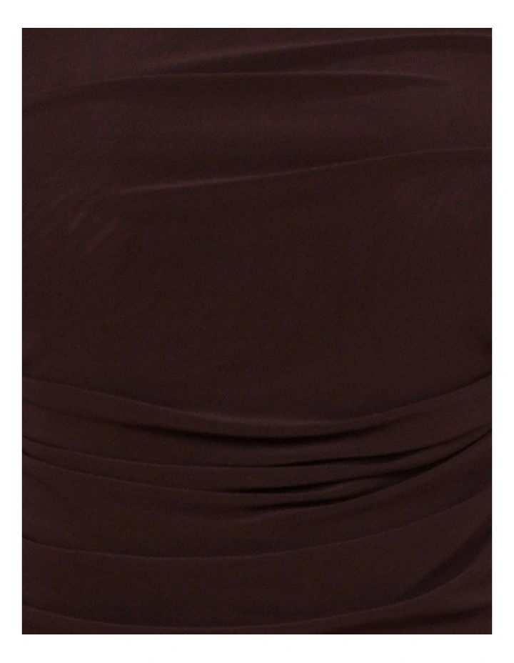 Louiza Gathered Mesh Top in Brown image 5