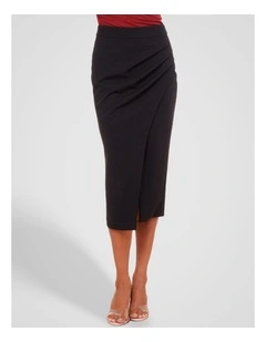 Ellery Cross Over Midi Skirt in Black