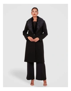 Olsen Fur Collar Coat in Brown