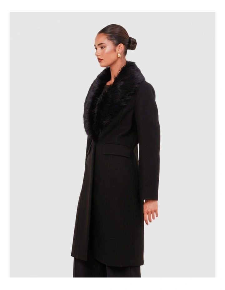 Olsen Fur Collar Coat in Brown image 3