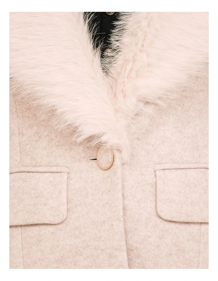 Olsen Fur Collar Coat in Brown image 6