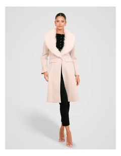 Olsen Fur Collar Coat in Sand