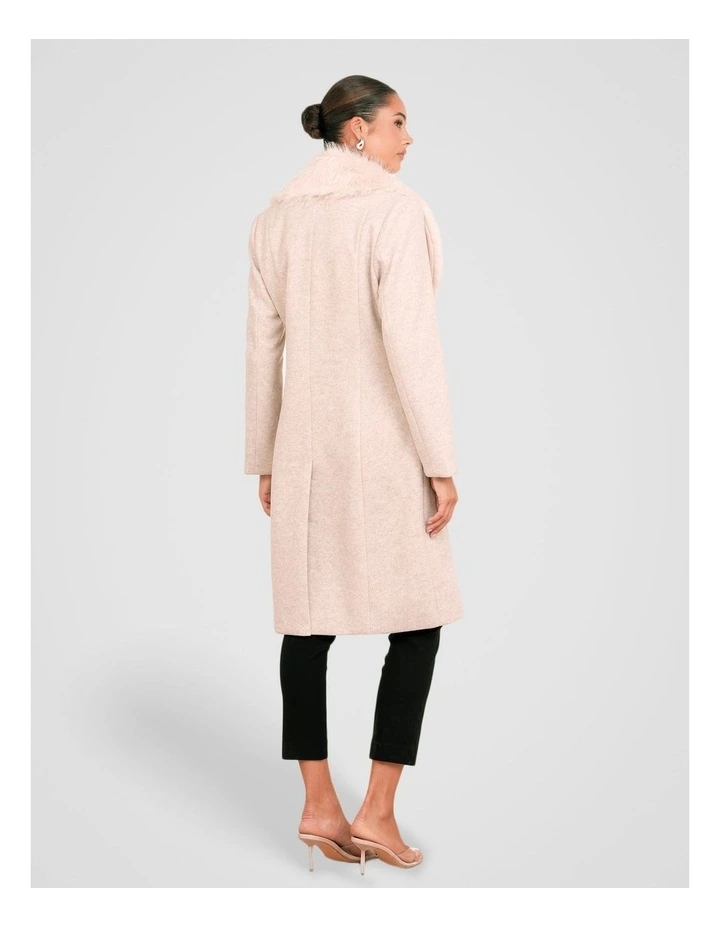Olsen Fur Collar Coat in Sand image 2