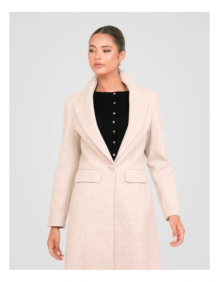 Olsen Fur Collar Coat in Sand image 4