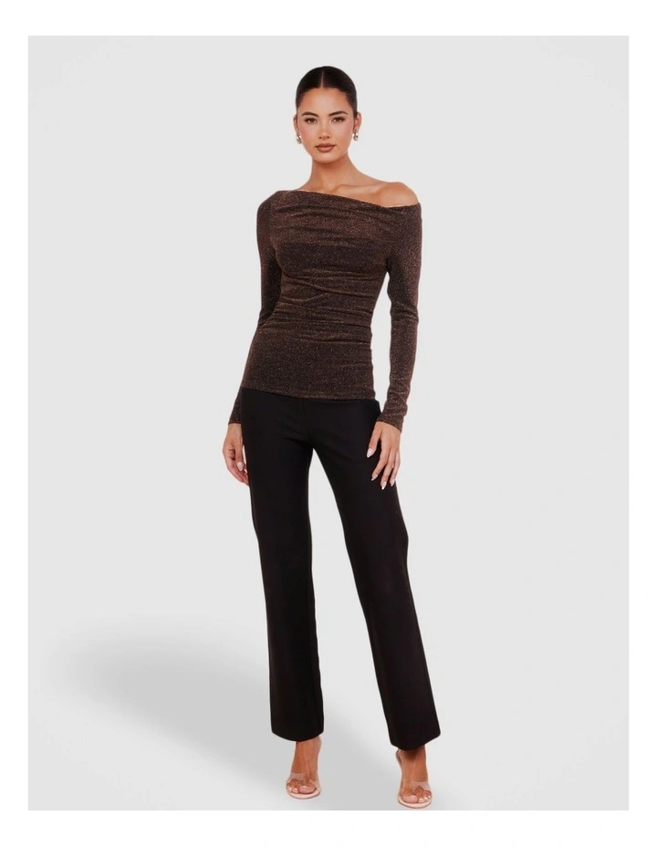Vera Boat Neck Metallic Top in Black image 5