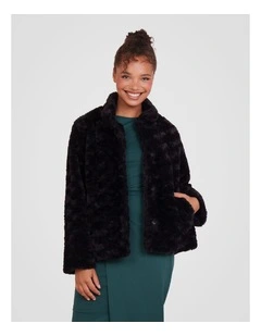 Faith Faux Fur Jacket in Black
