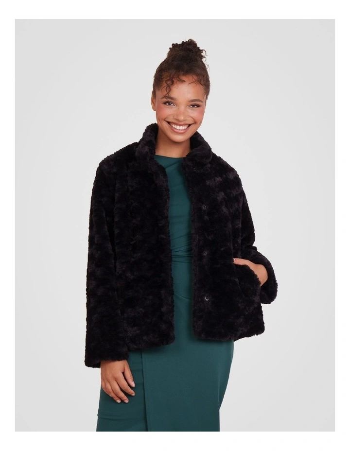 Faith Faux Fur Jacket in Black image 1