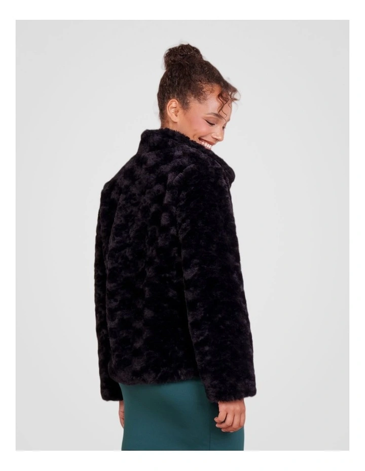Faith Faux Fur Jacket in Black image 2