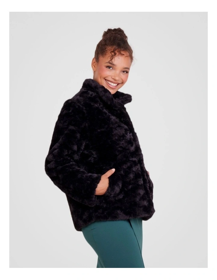 Faith Faux Fur Jacket in Black image 3