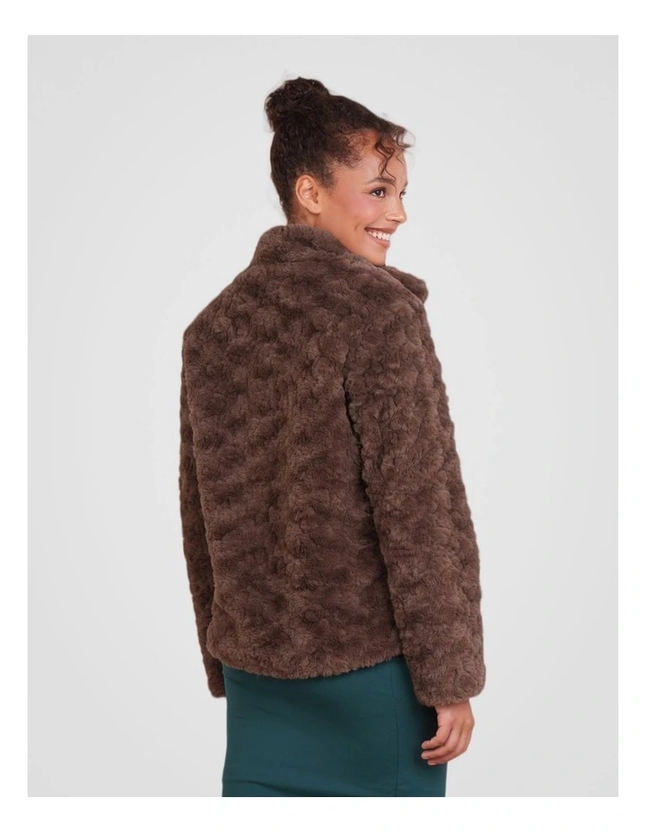 Faith Faux Fur Jacket in Brown image 2