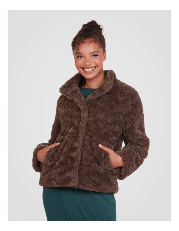 Faith Faux Fur Jacket in Brown image 4