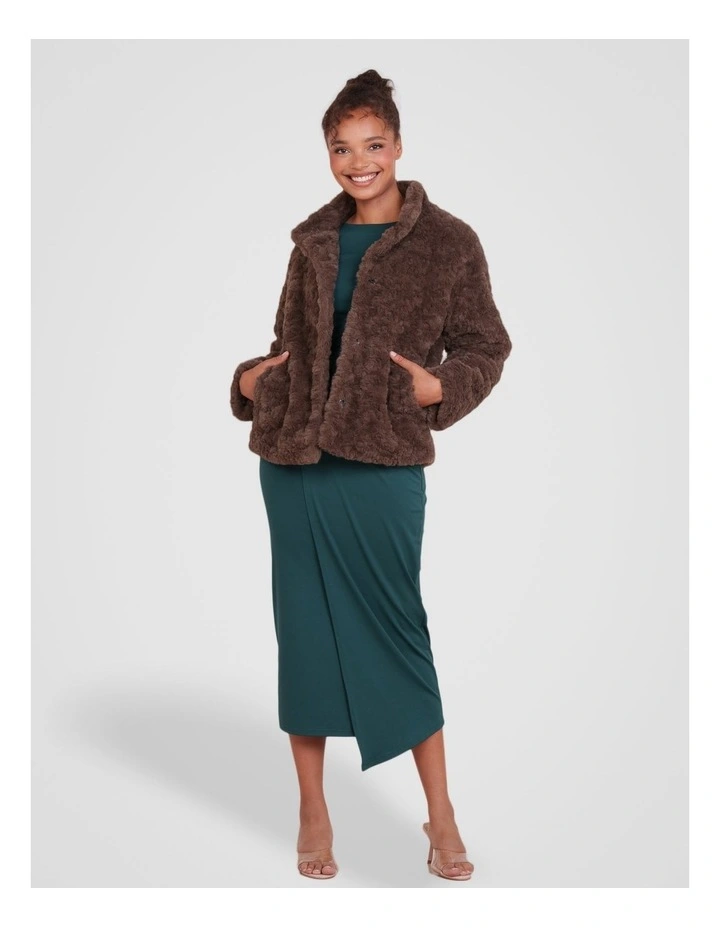 Faith Faux Fur Jacket in Brown image 5