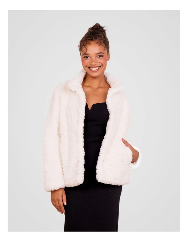 Faith Faux Fur Jacket in Ivory image 1
