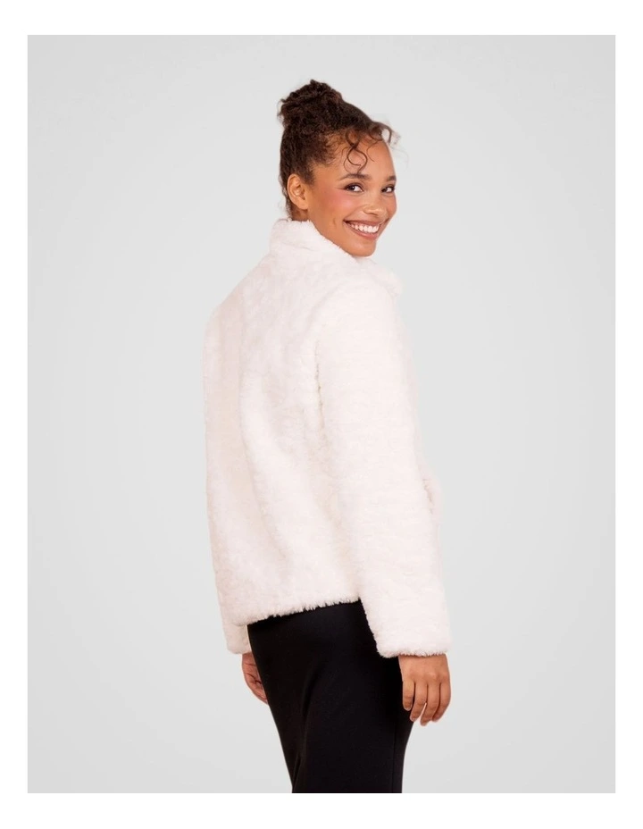 Faith Faux Fur Jacket in Ivory image 2