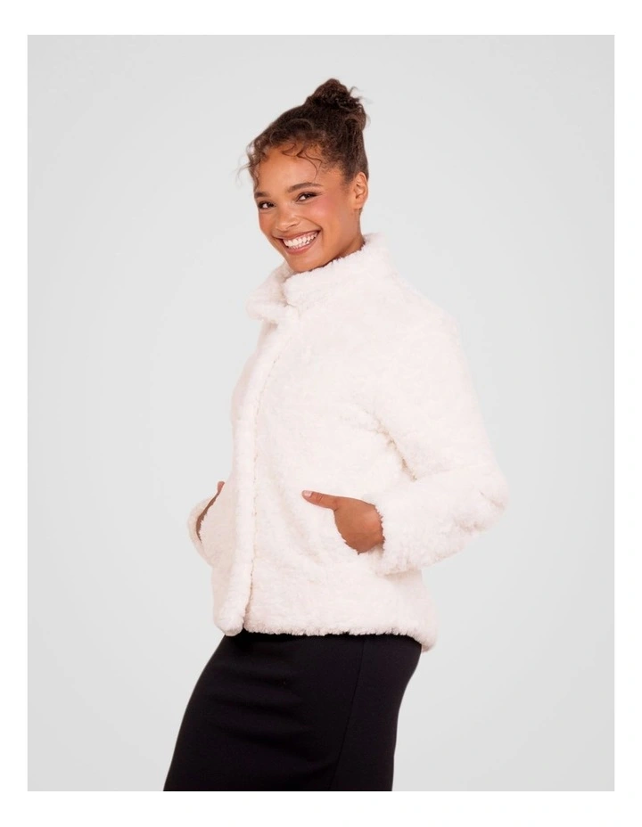 Faith Faux Fur Jacket in Ivory image 3