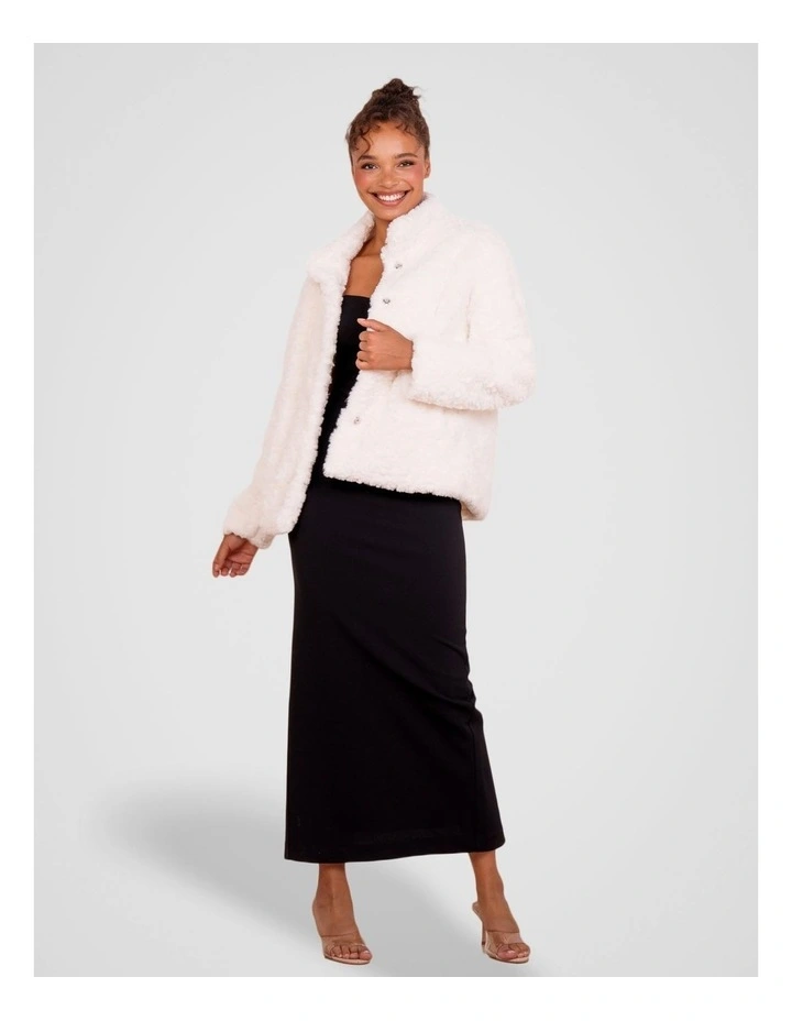 Faith Faux Fur Jacket in Ivory image 5