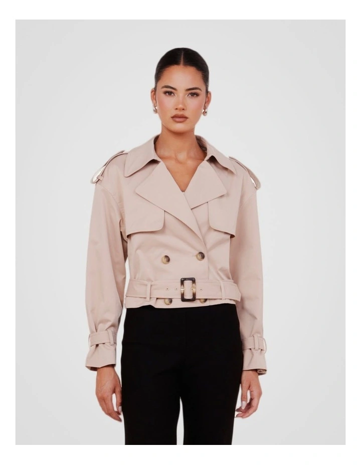 Calabro Cropped Trench in Beige image 1