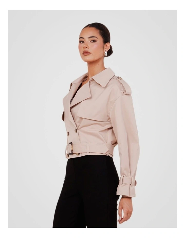 Calabro Cropped Trench in Beige image 3