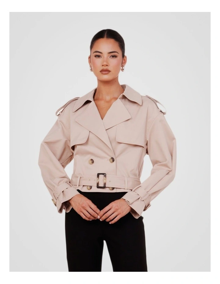 Calabro Cropped Trench in Beige image 4