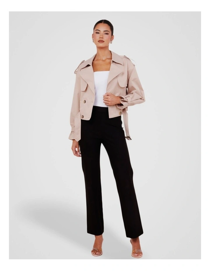 Calabro Cropped Trench in Beige image 5