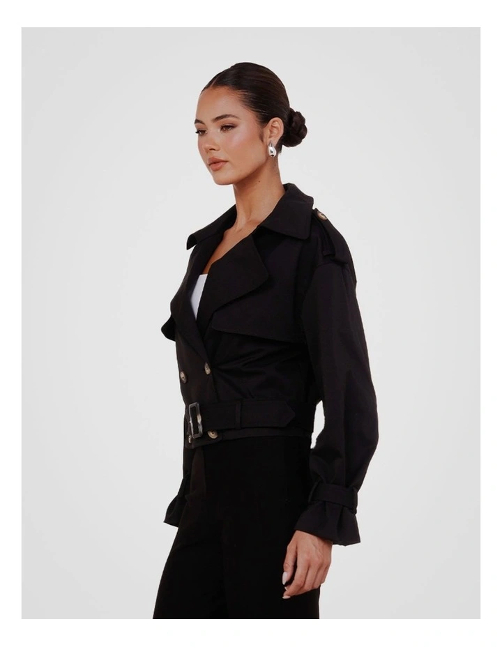Calabro Cropped Trench in Black image 3