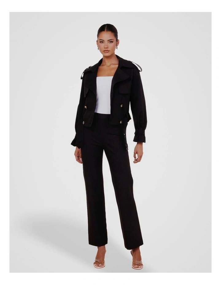 Calabro Cropped Trench in Black image 4