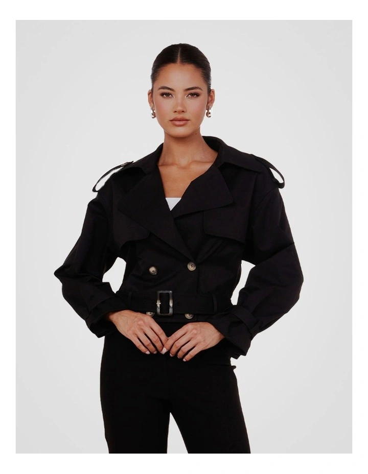 Calabro Cropped Trench in Black image 5